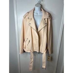 Levi's Women's Faux Leather Belted Motorcycle Jacket Peach NEW ~ Size 3X